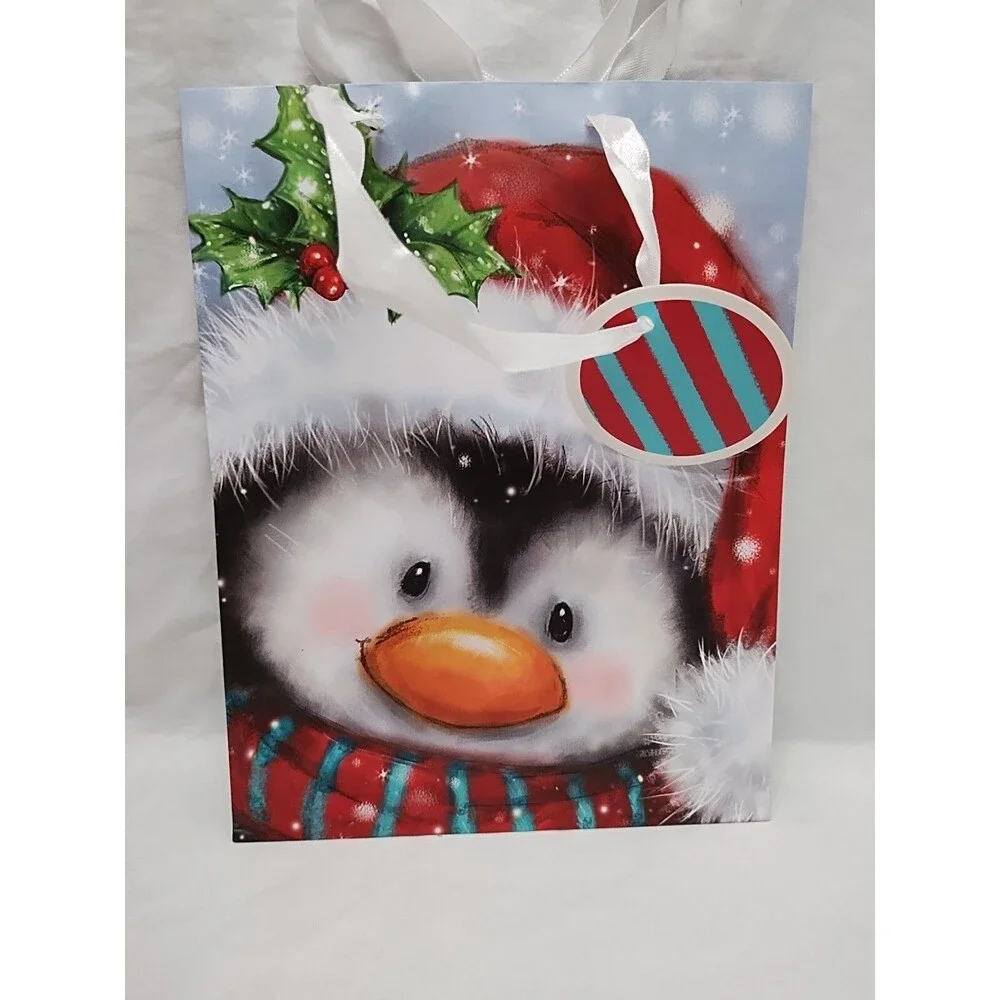 Lot Of (7) Christmas/Holiday Gift Bags Stickers Materials